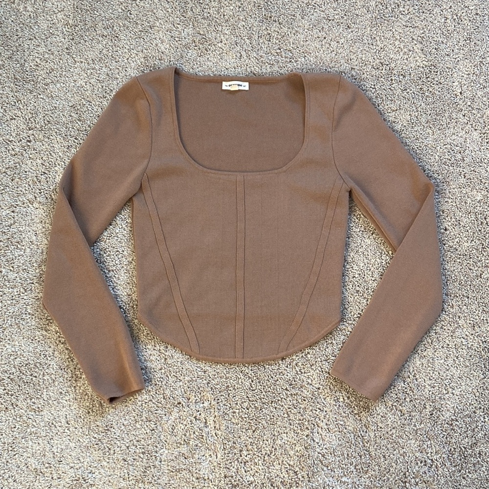 eesome • Light Brown Long Sleeve Corset Detail Sweater